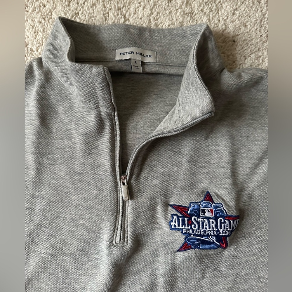 Men’s Peter Millar 2026 MLB All Star Game Philadelphia 3/4 Zip Jacket Gray Large